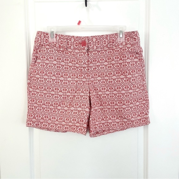 Ann Taylor Loft High Rise Shorts Burnt Orange Print with Pockets - Picture 1 of 8
